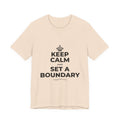 KEEP CALM AND SET A BOUNDARY T-Shirt (Soft Cream–Heather Mauve)