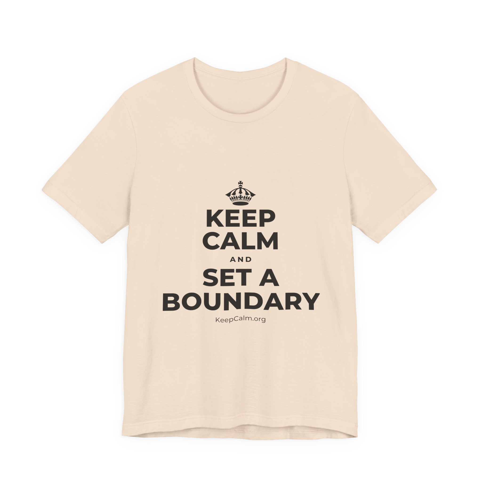 KEEP CALM AND SET A BOUNDARY T-Shirt (Soft Cream–Heather Mauve)