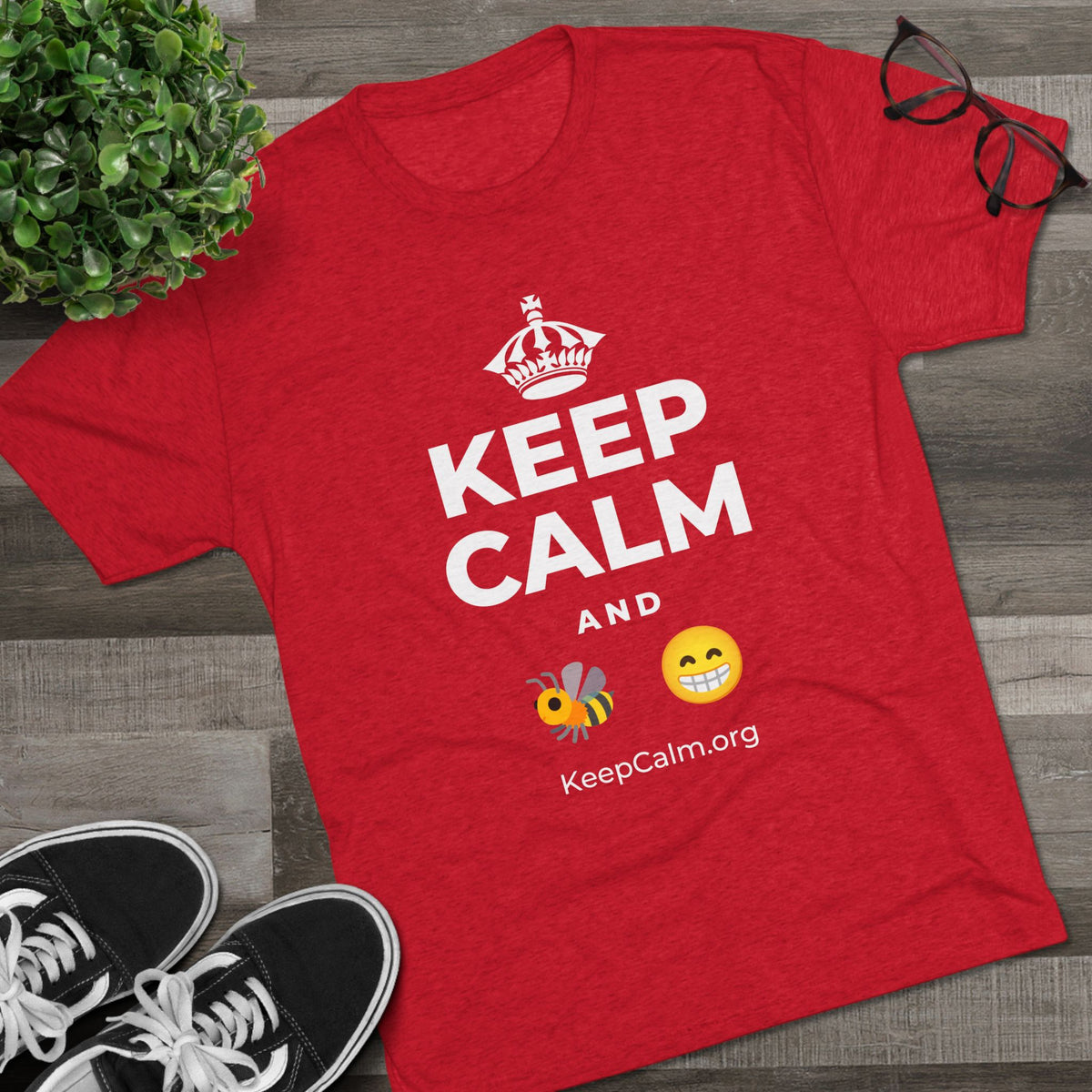 KEEP CALM AND BEE HAPPY Tri-Blend Tee