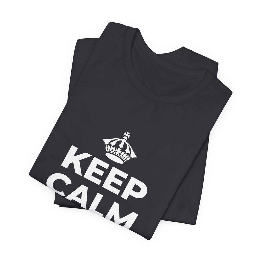 KEEP CALM AND JUST BE T-Shirt (Baby Blue–Silver)