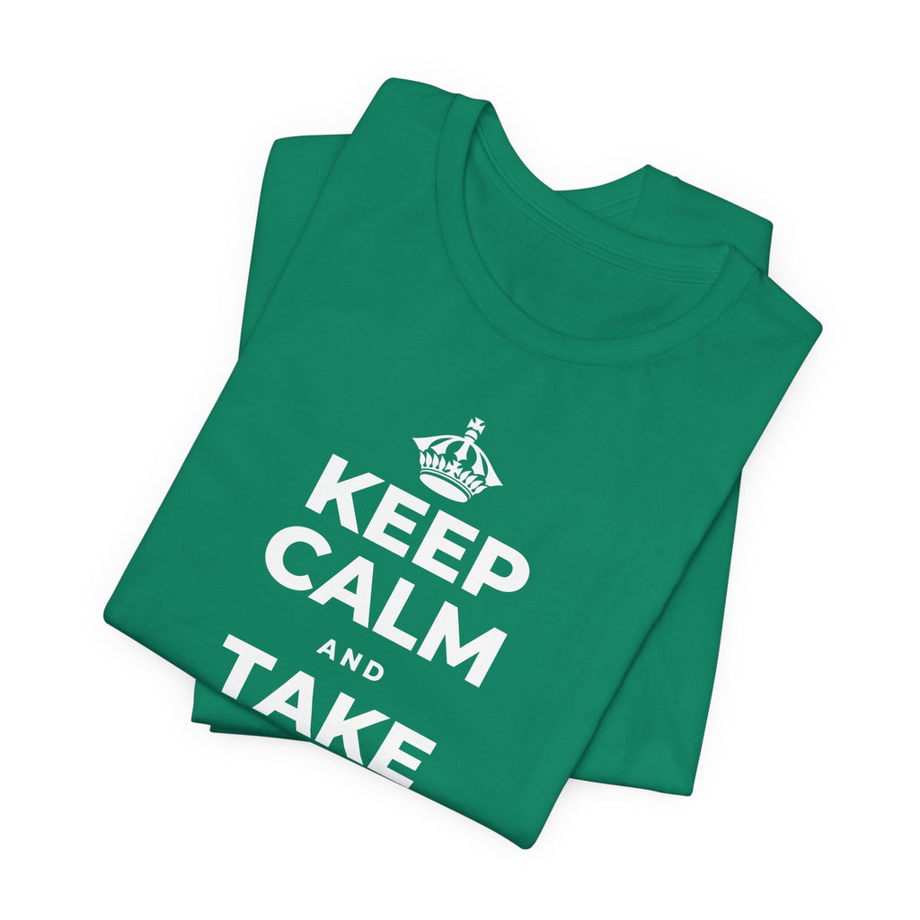 KEEP CALM AND TAKE THE FIRST STEP T-Shirt (White–Asphalt)