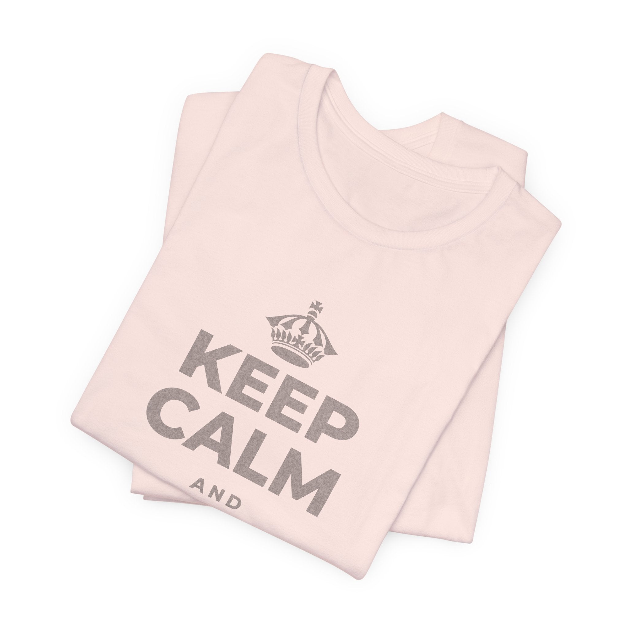 KEEP CALM AND RIDE THE WAVE T-Shirt (Soft Cream–Heather Mauve)