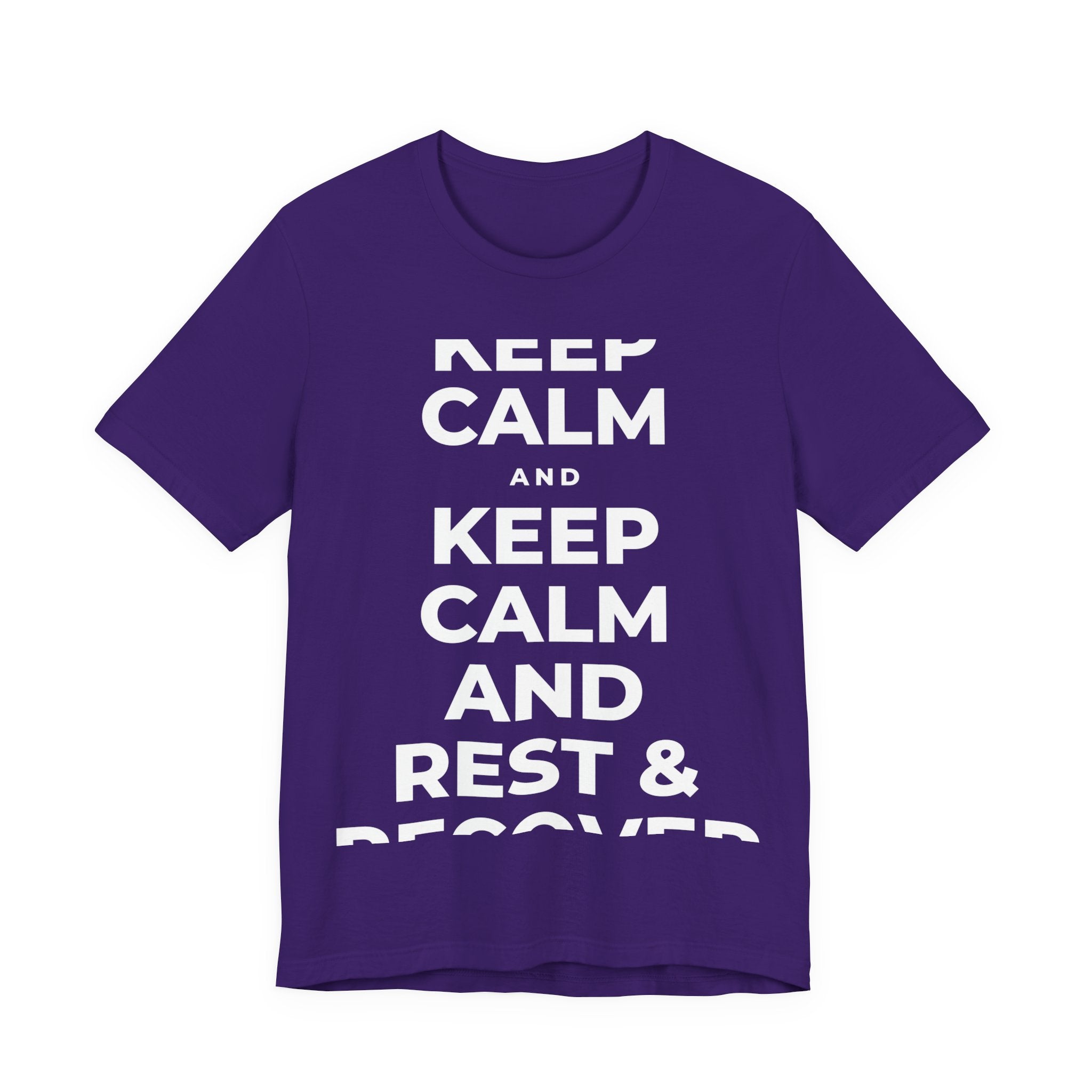 KEEP CALM AND REST & RECOVER T-Shirt (Soft Cream–Heather Mauve)