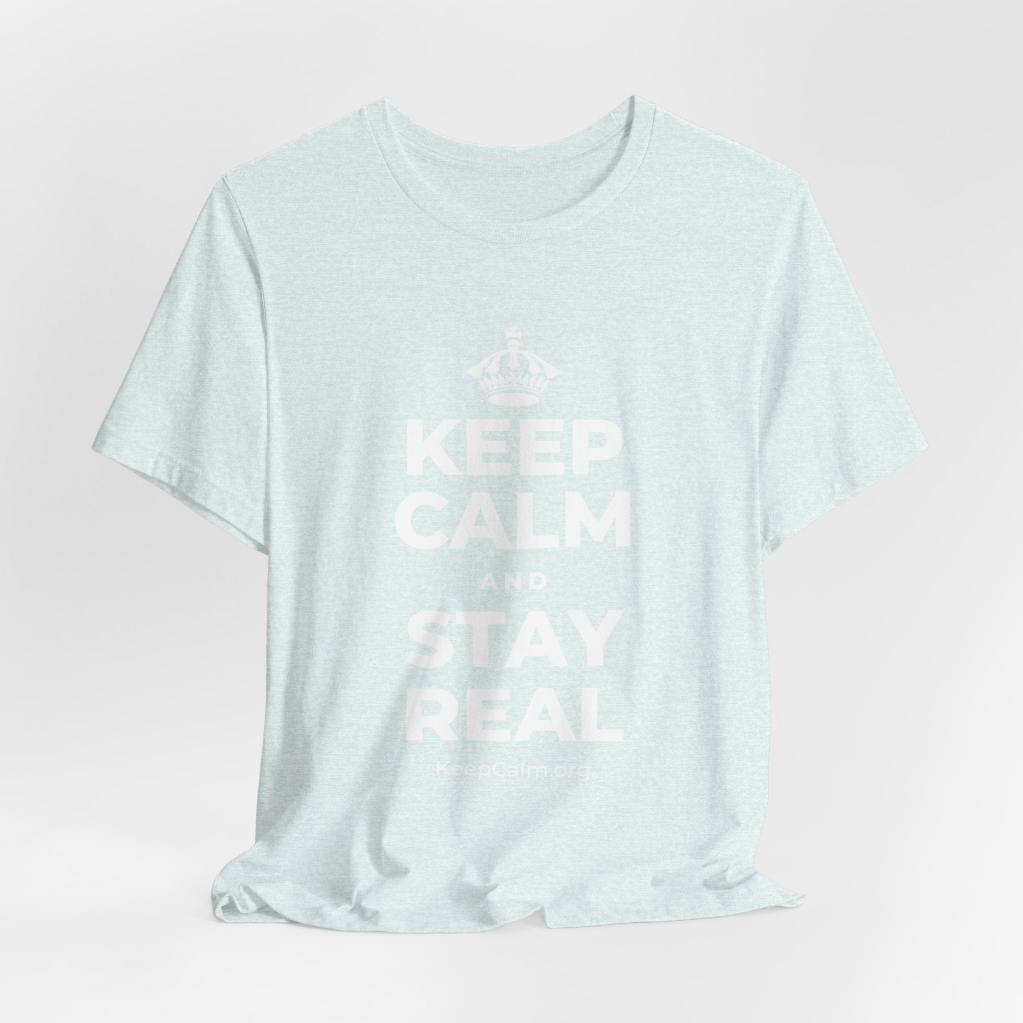 KEEP CALM AND STAY REAL T-Shirt (Soft Cream–Heather Mauve)