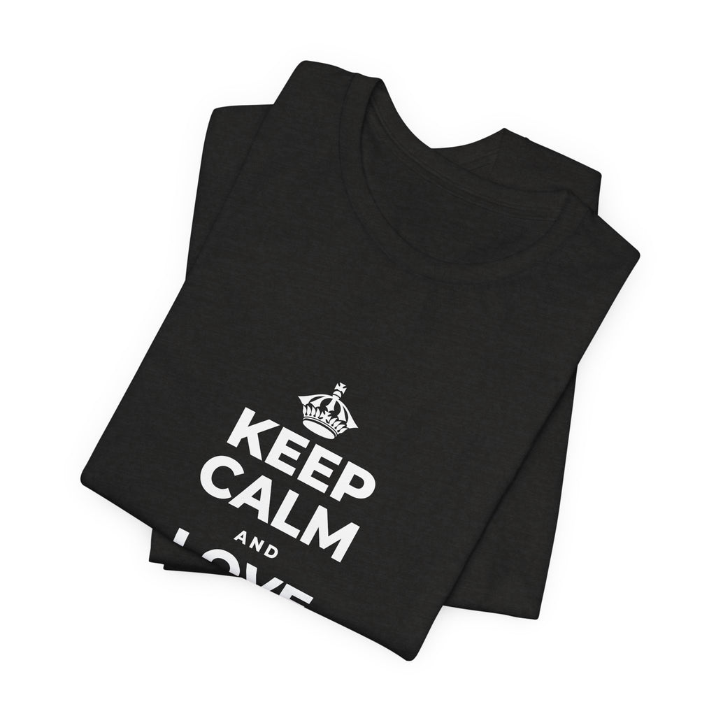 KEEP CALM AND LOVE WITHOUT POSSESSION T-Shirt (Soft Cream–Heather Mauve)