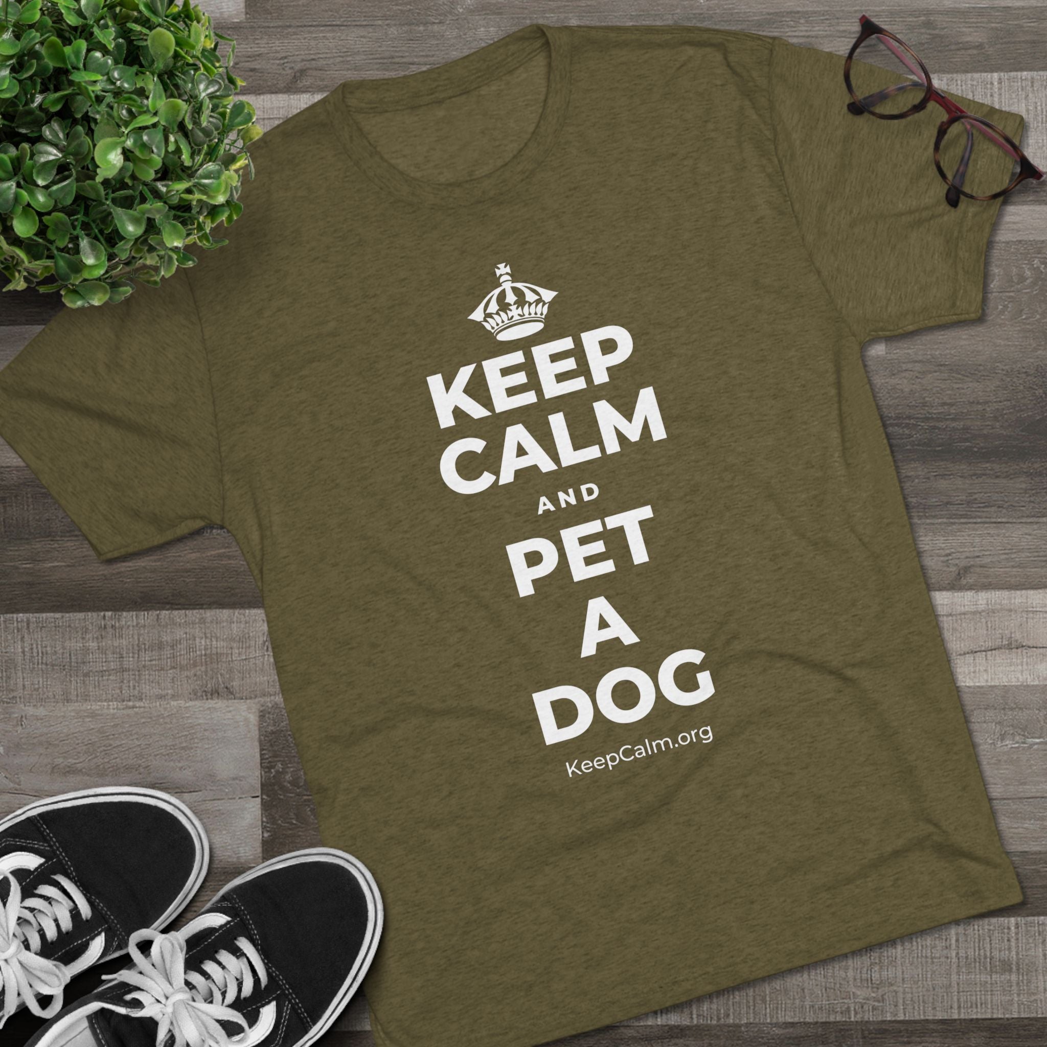 KEEP CALM AND PET A DOG Tri-Blend Tee