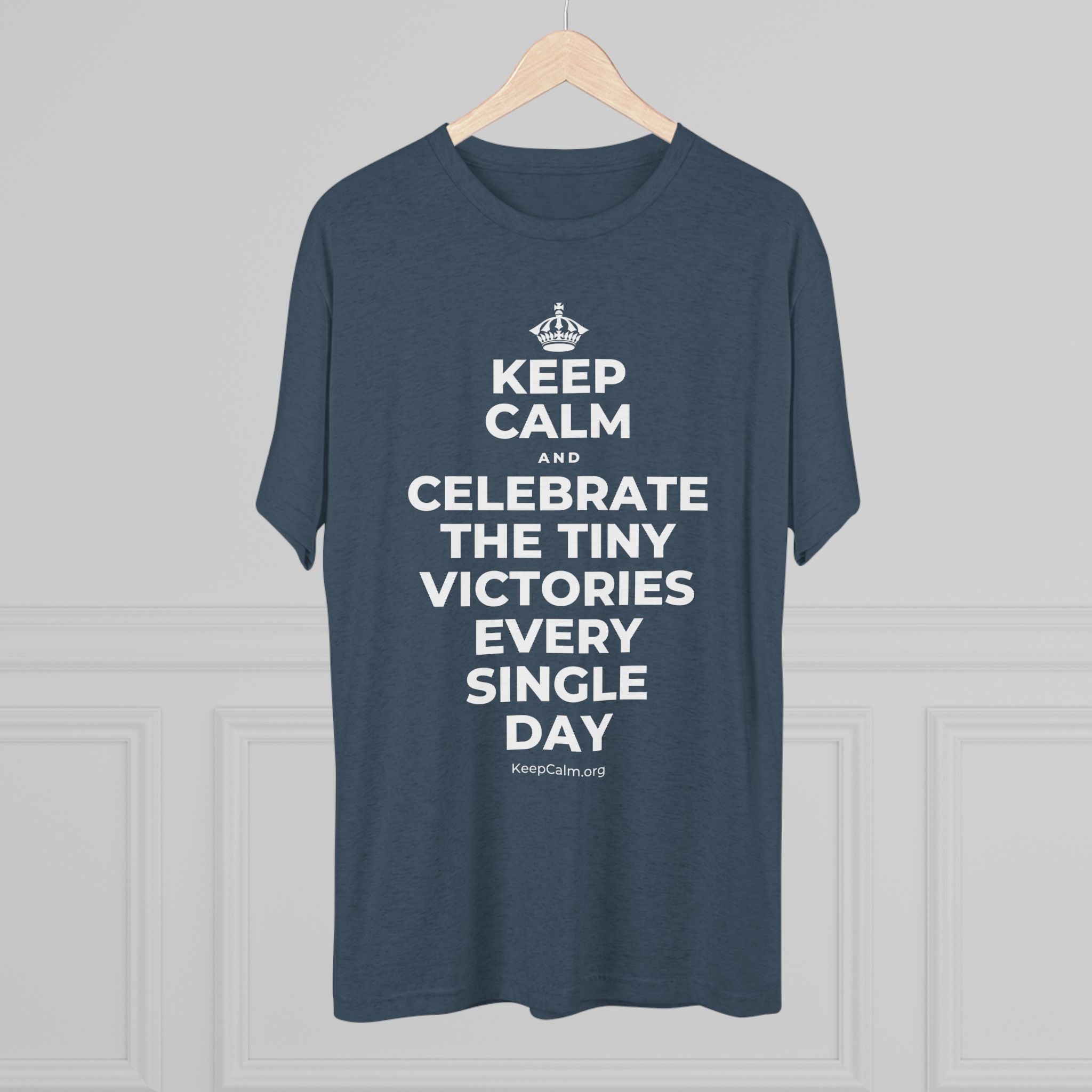KEEP CALM AND CELEBRATE THE TINY VICTORIES EVERY SINGLE DAY Tri-Blend Tee