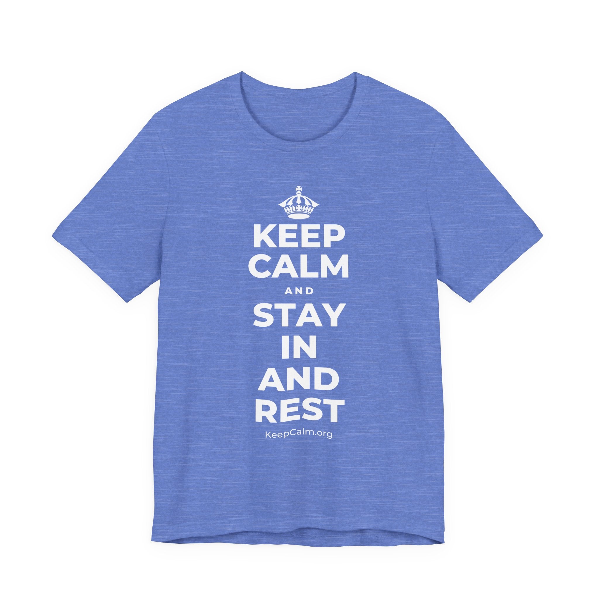 KEEP CALM AND STAY IN AND REST T-Shirt (Soft Cream–Heather Mauve)