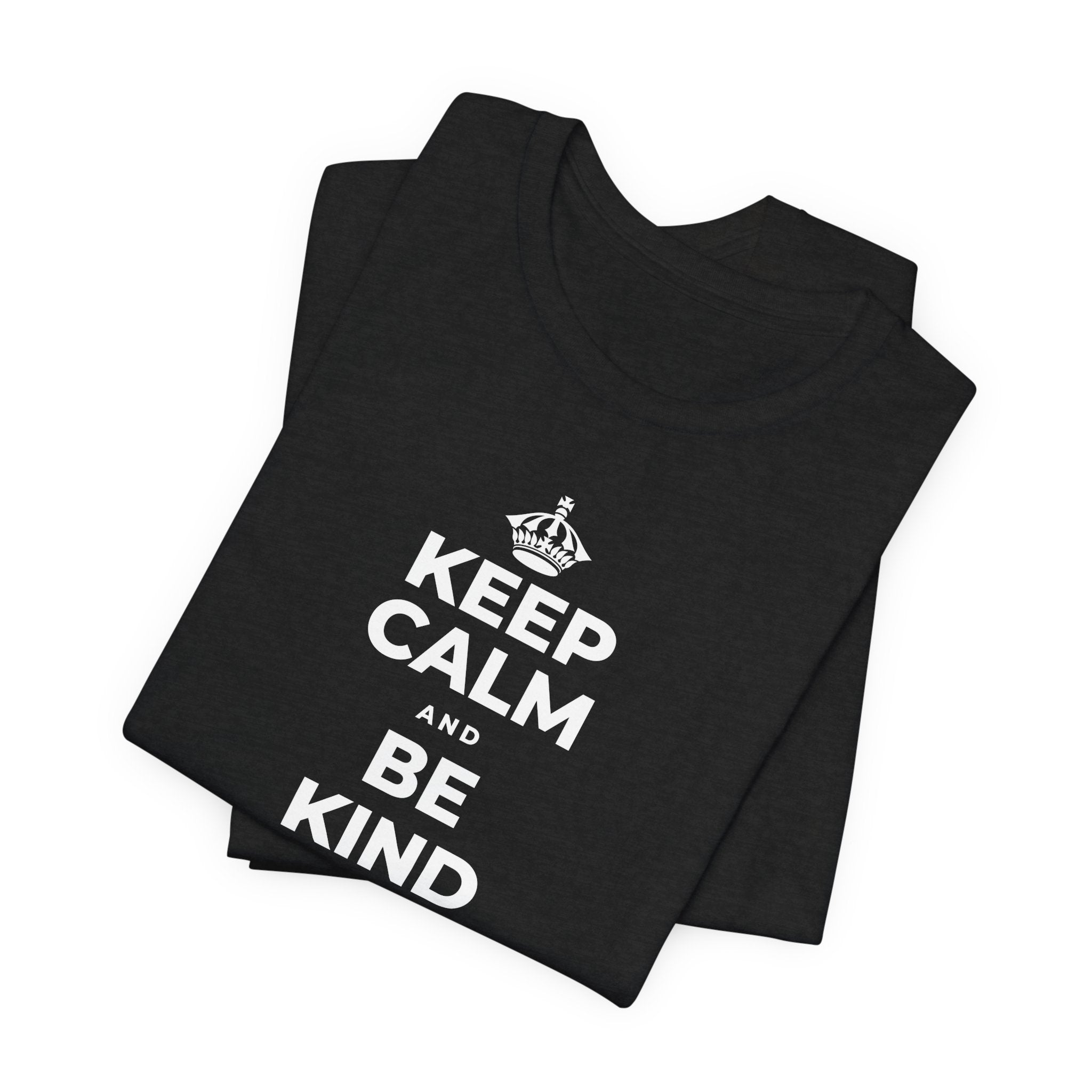 KEEP CALM AND BE KIND TO THE NEW KID T-Shirt (White–Asphalt)
