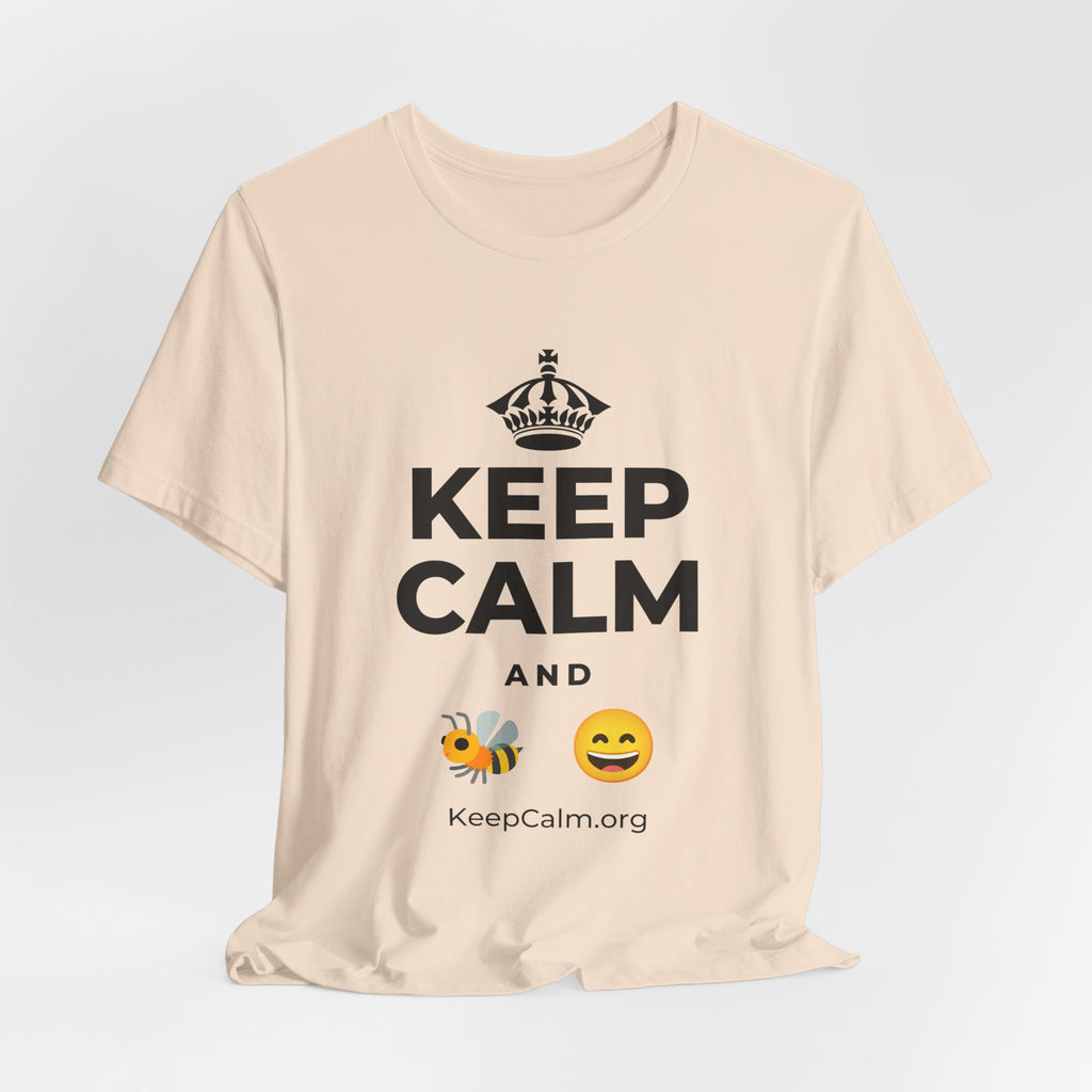KEEP CALM AND 🐝 😄 T-Shirt (Soft Cream–Heather Mauve)