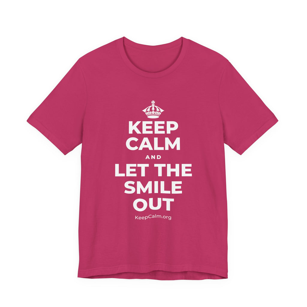 KEEP CALM AND LET THE SMILE OUT T-Shirt (Baby Blue–Silver)