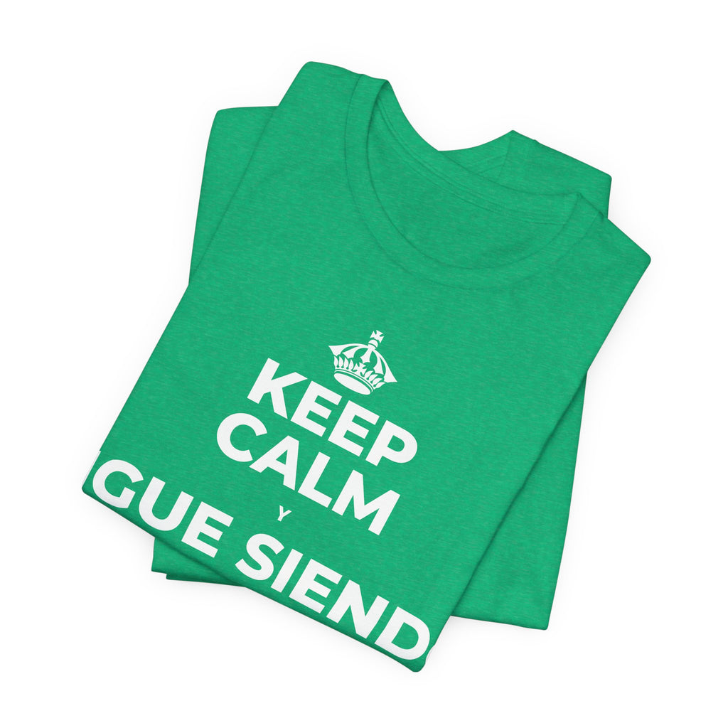 KEEP CALM Y SIGUE SIENDO PRINCIPIANTE T-Shirt (Baby Blue–Silver)