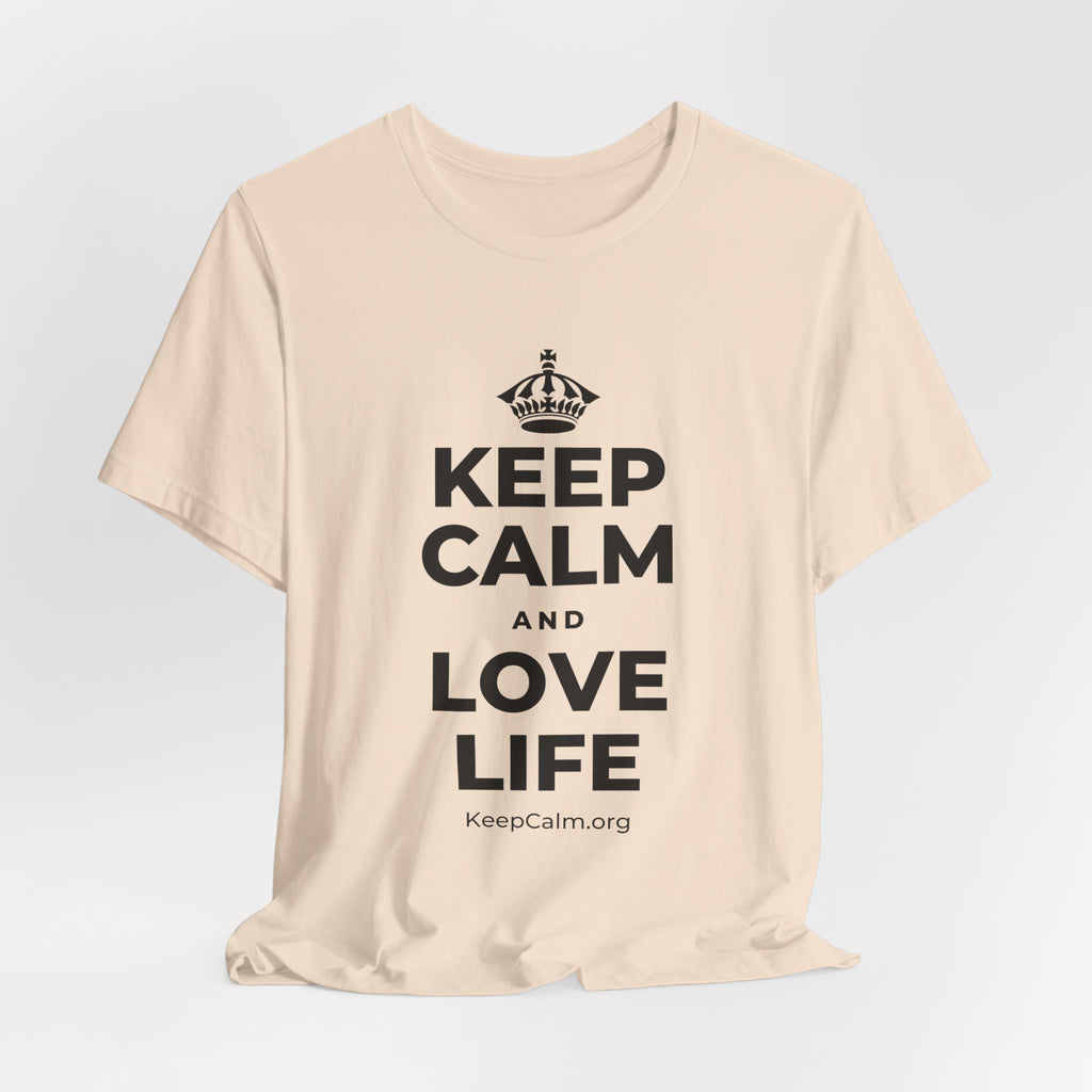 KEEP CALM AND LOVE LIFE T-Shirt (Soft Cream–Heather Mauve)