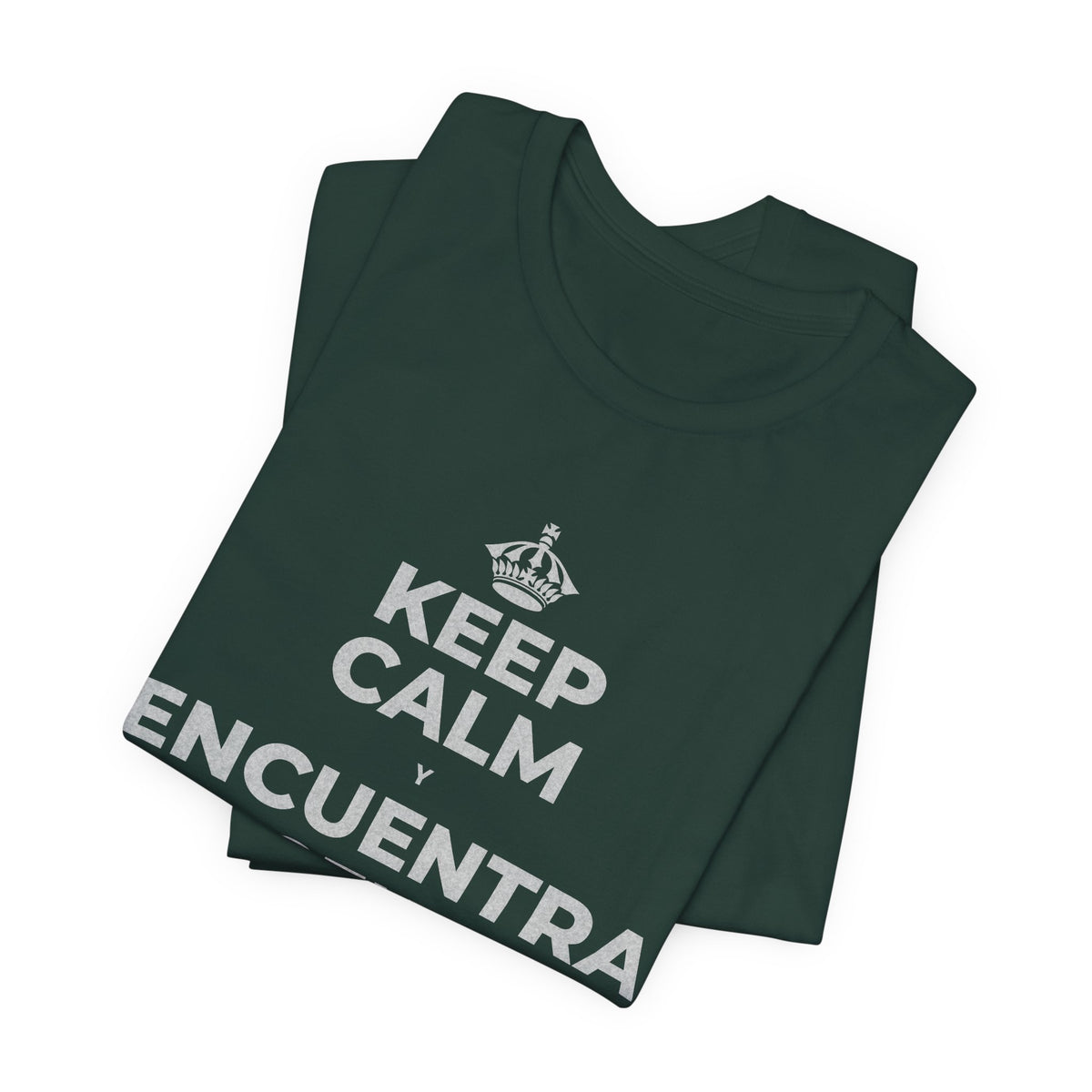KEEP CALM Y ENCUENTRA TU CENTRO T-Shirt (White–Asphalt)
