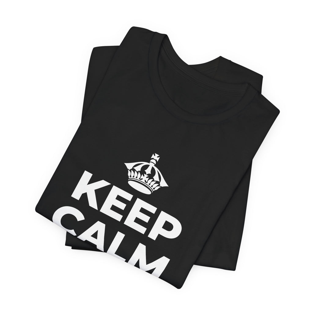 KEEP CALM AND OWN IT T-Shirt (White–Asphalt)