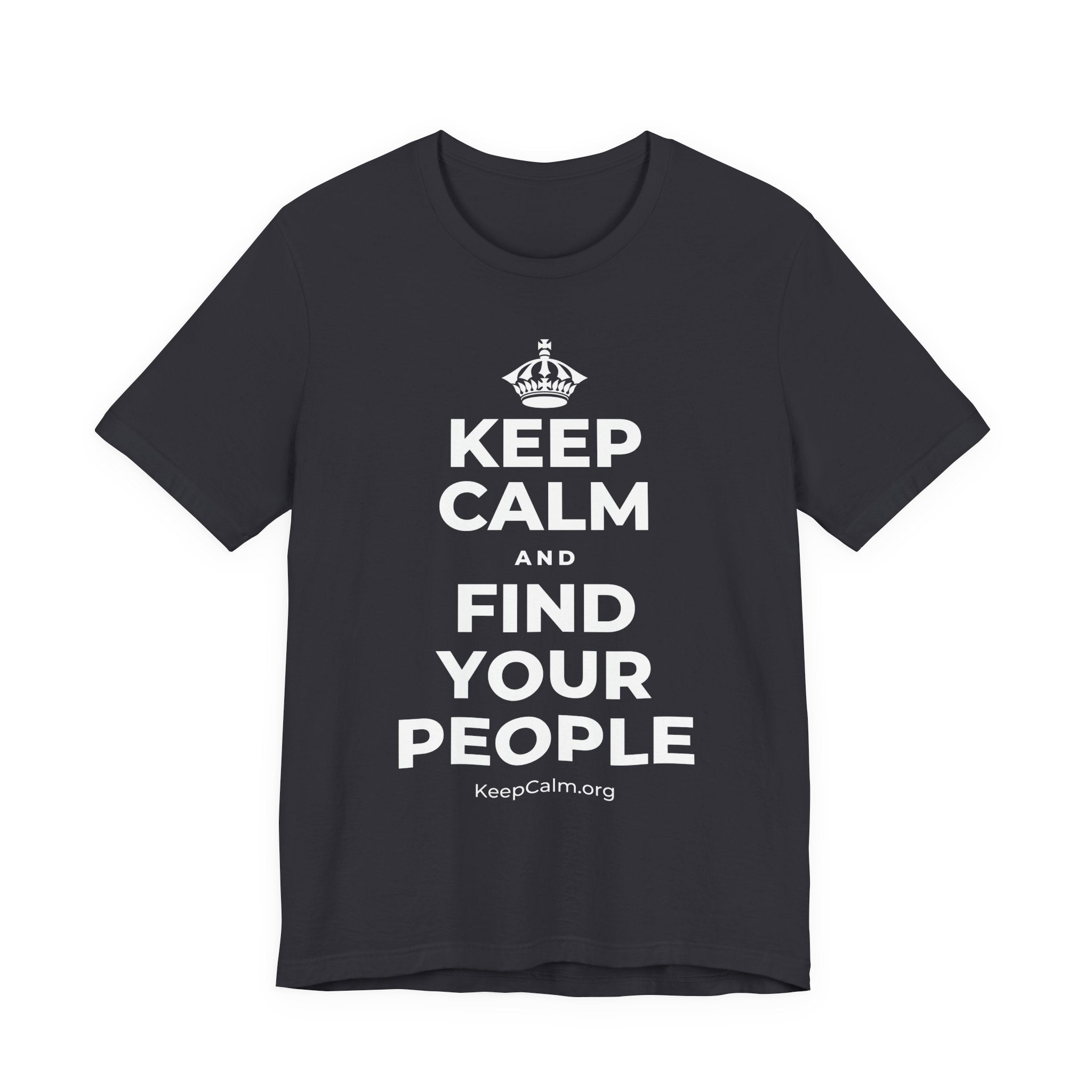 KEEP CALM AND FIND YOUR PEOPLE T-Shirt (Baby Blue–Silver)