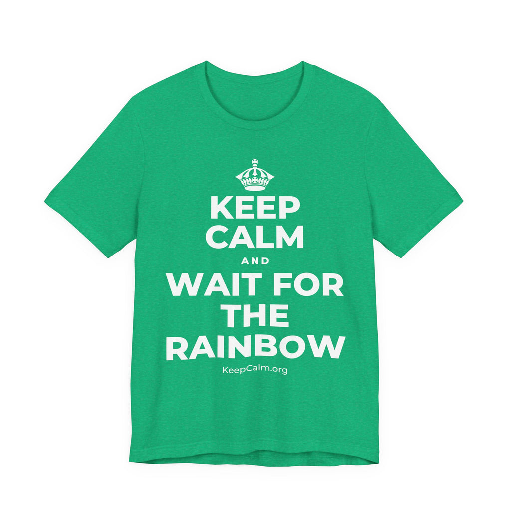KEEP CALM AND WAIT FOR THE RAINBOW T-Shirt (Baby Blue–Silver)
