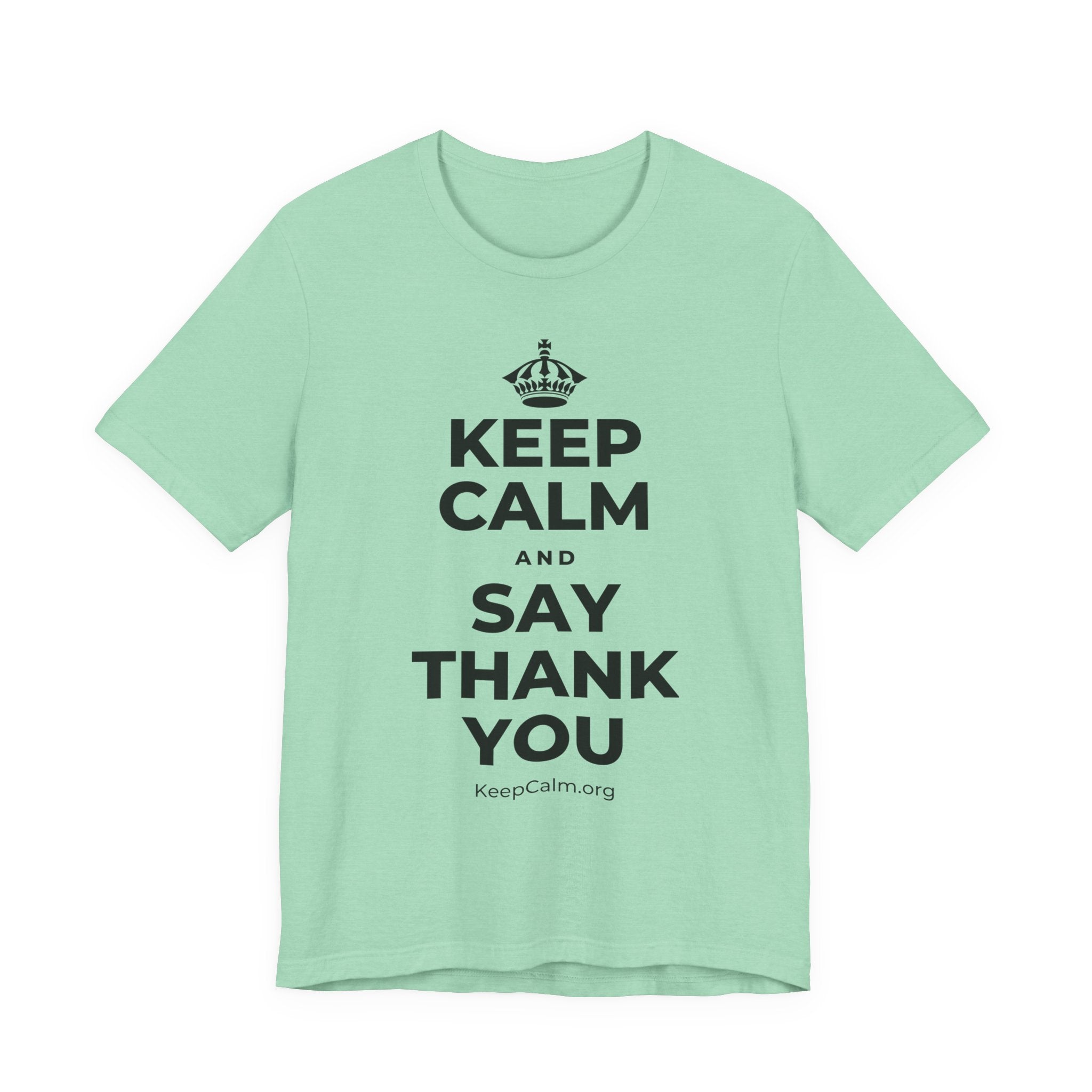 KEEP CALM AND SAY THANK YOU T-Shirt (Baby Blue–Silver)