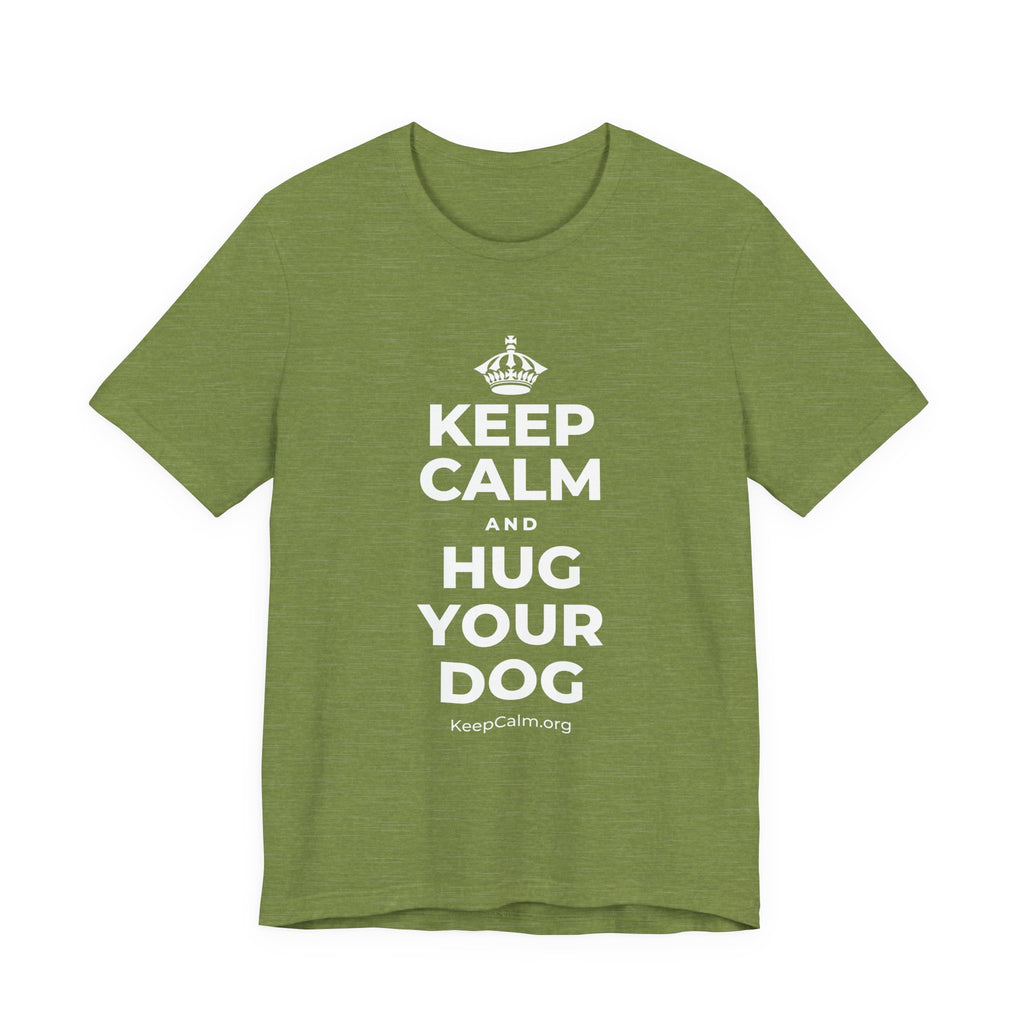 KEEP CALM AND HUG YOUR DOG T-Shirt (Baby Blue–Silver)