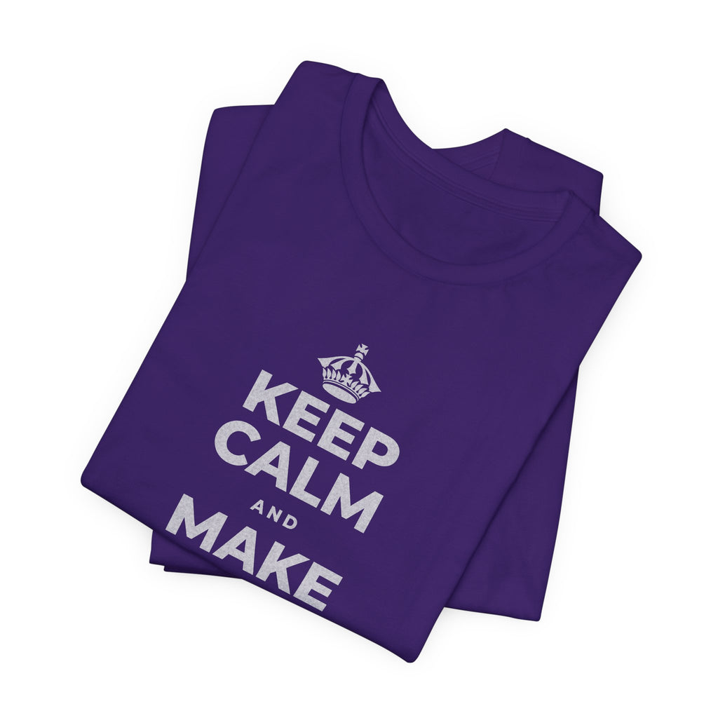 KEEP CALM AND MAKE SOMETHING T-Shirt (Soft Cream–Heather Mauve)