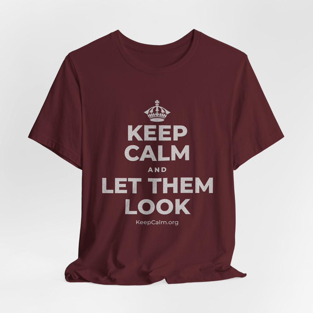 KEEP CALM AND LET THEM LOOK T-Shirt (Baby Blue–Silver)