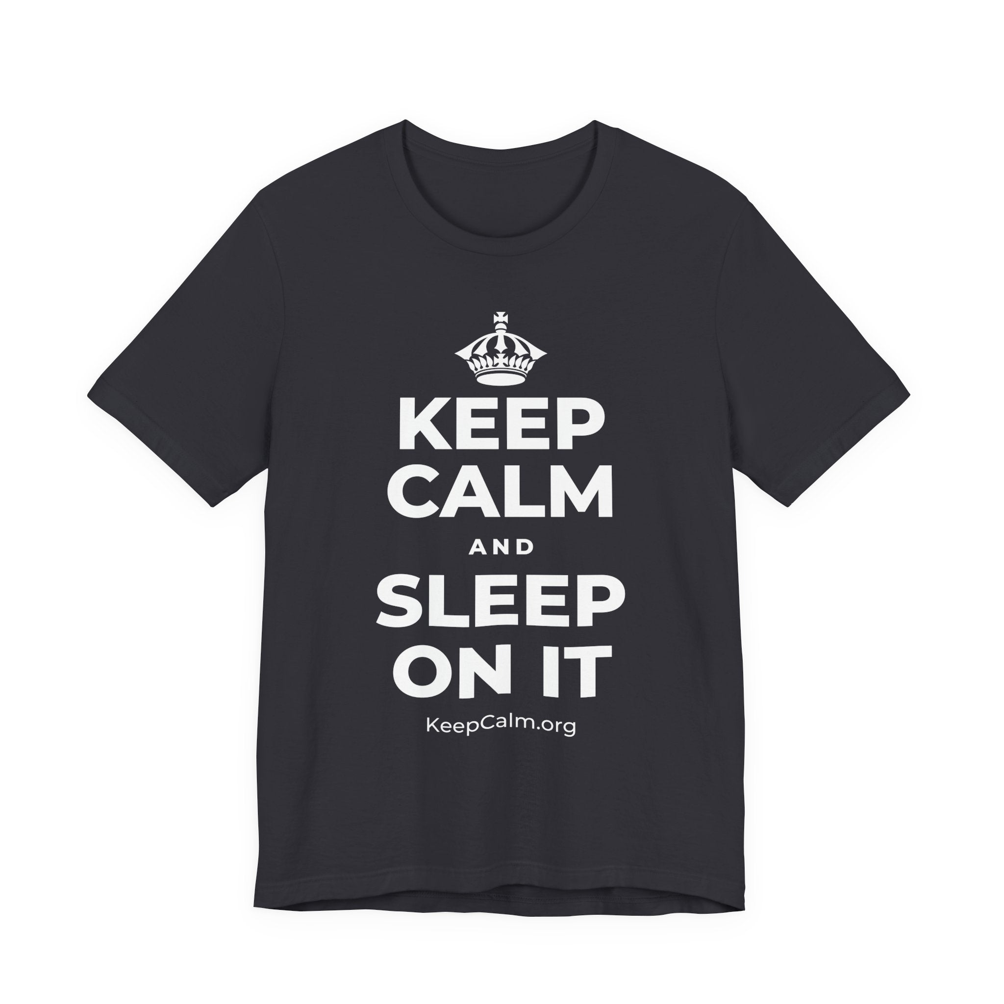 KEEP CALM AND SLEEP ON IT T-Shirt (Baby Blue–Silver)