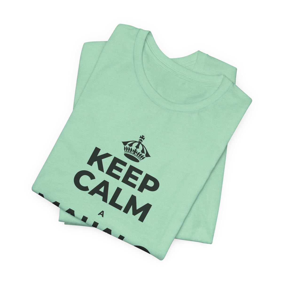 KEEP CALM A MAHALO NO KĒIA WĀ T-Shirt (Baby Blue–Silver)