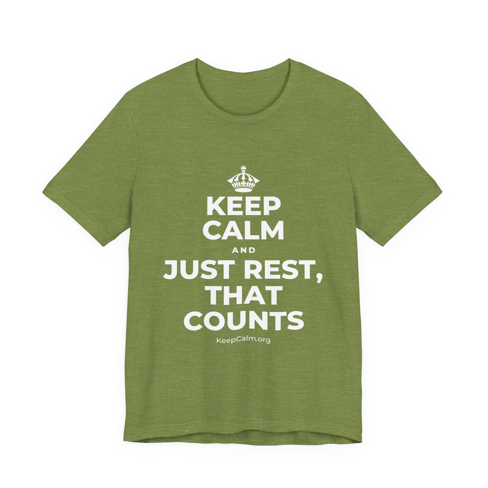KEEP CALM AND JUST REST, THAT COUNTS T-Shirt (Baby Blue–Silver)