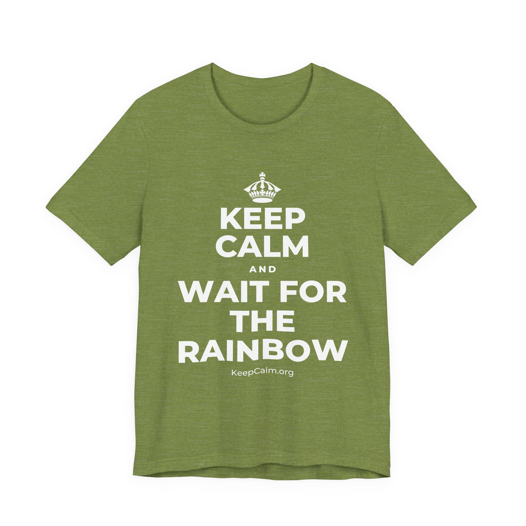KEEP CALM AND WAIT FOR THE RAINBOW T-Shirt (Baby Blue–Silver)