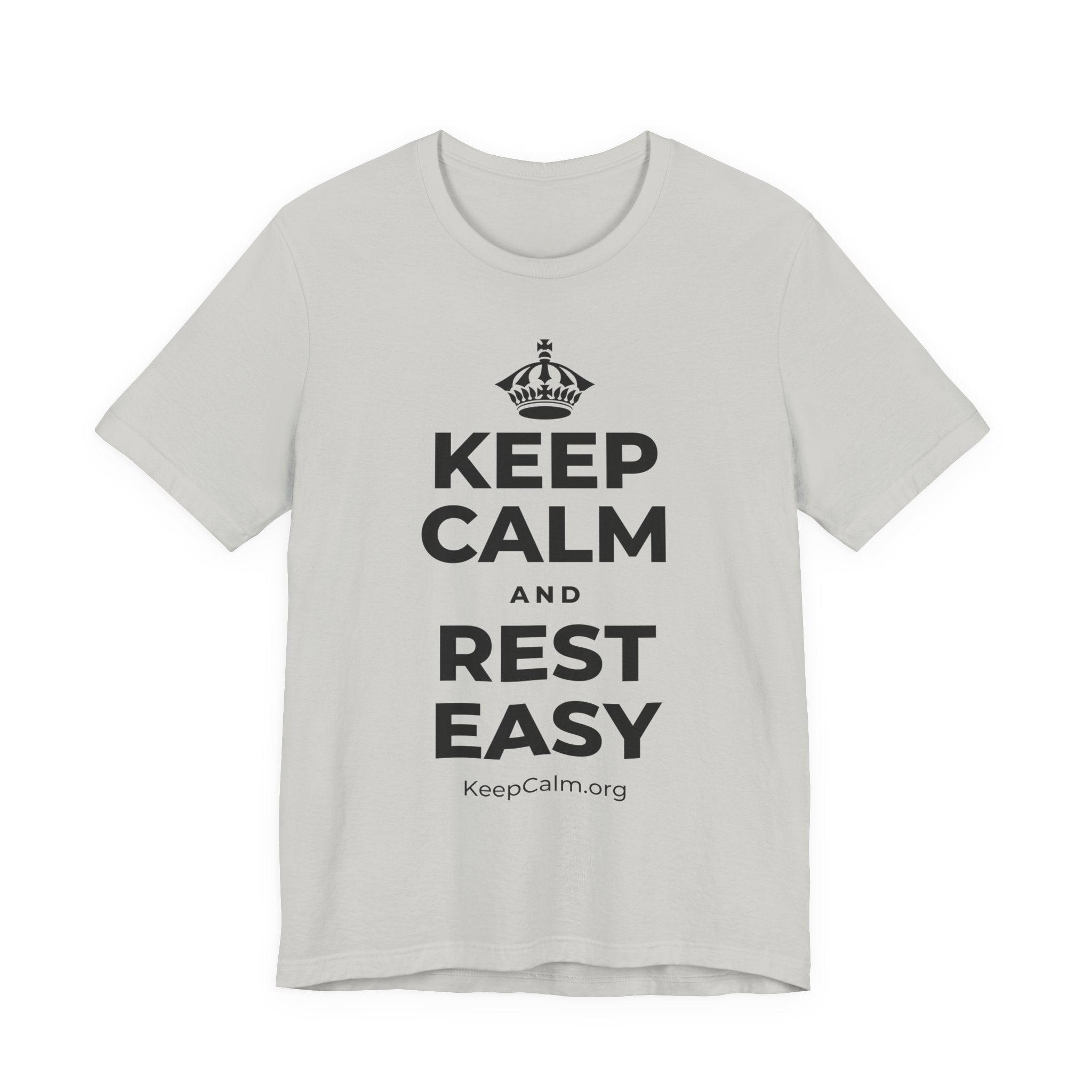 KEEP CALM AND REST EASY T-Shirt (Baby Blue–Silver)