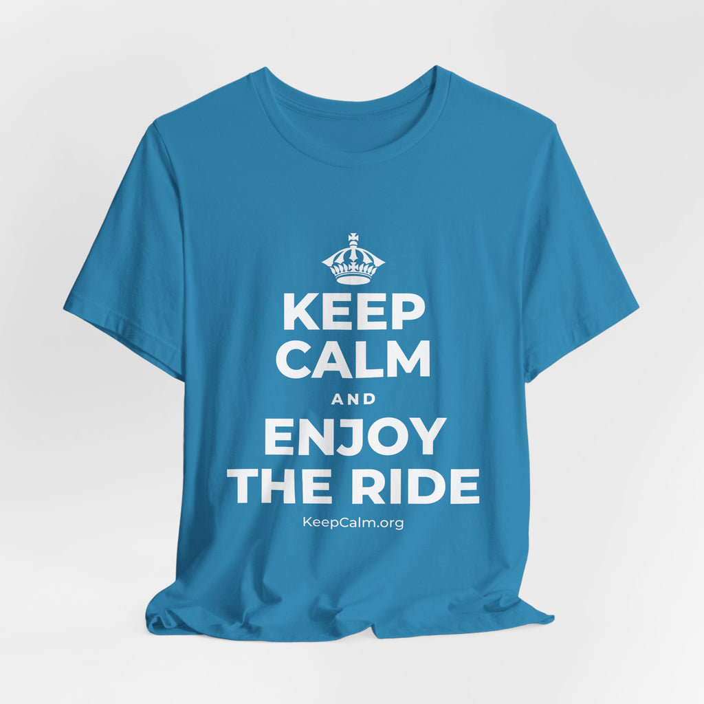 KEEP CALM AND ENJOY THE RIDE T-Shirt (White–Asphalt)