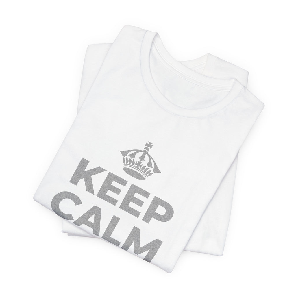KEEP CALM AND OWN IT T-Shirt (White–Asphalt)
