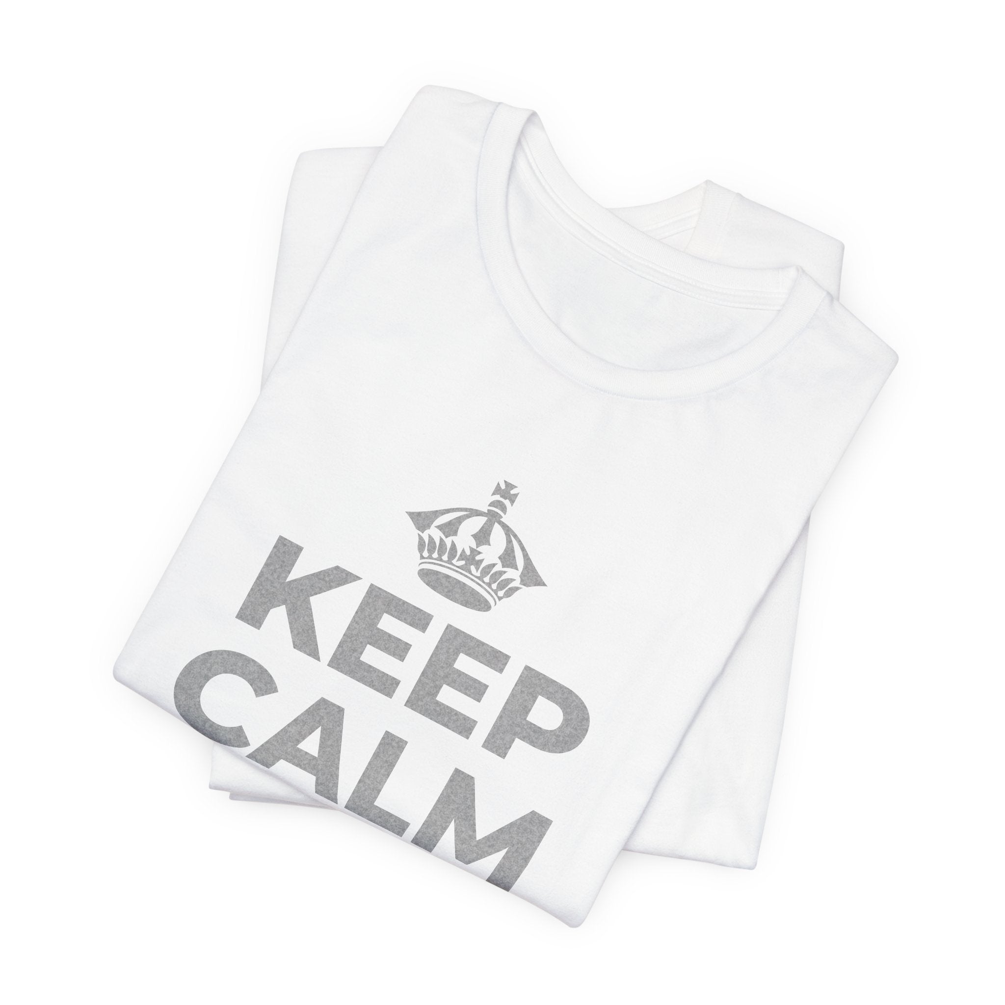KEEP CALM AND OWN IT T-Shirt (White–Asphalt)