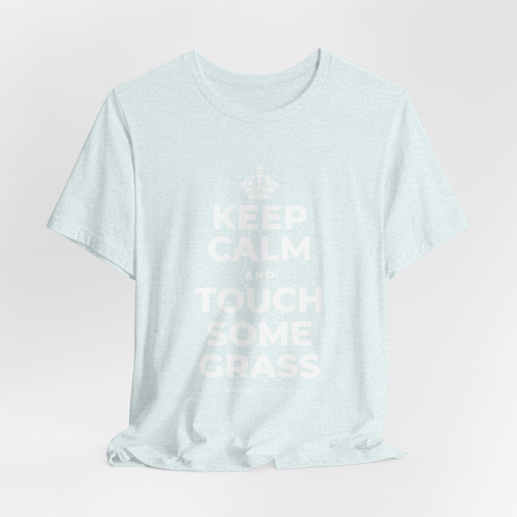 KEEP CALM AND TOUCH SOME GRASS T-Shirt (Soft Cream–Heather Mauve)