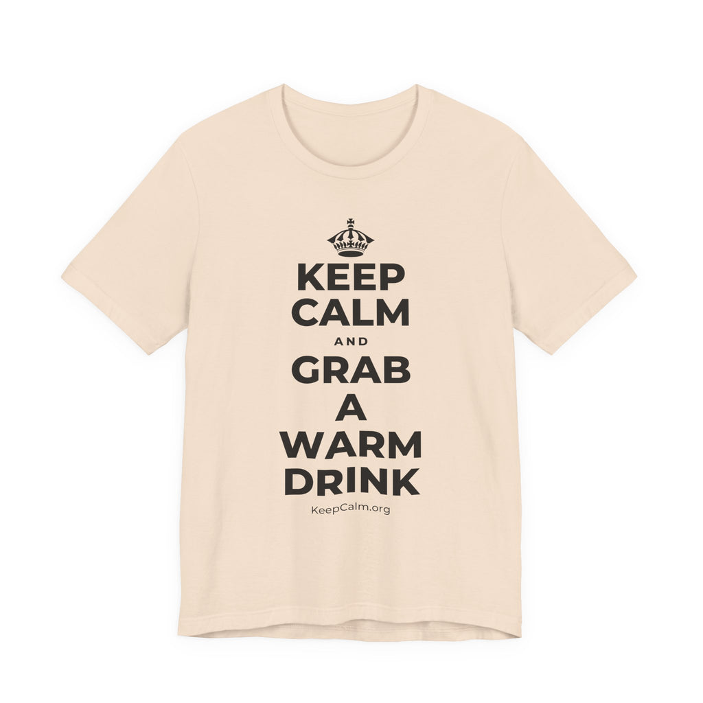 KEEP CALM AND GRAB A WARM DRINK T-Shirt (Soft Cream–Heather Mauve)