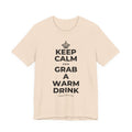 KEEP CALM AND GRAB A WARM DRINK T-Shirt (Soft Cream–Heather Mauve)