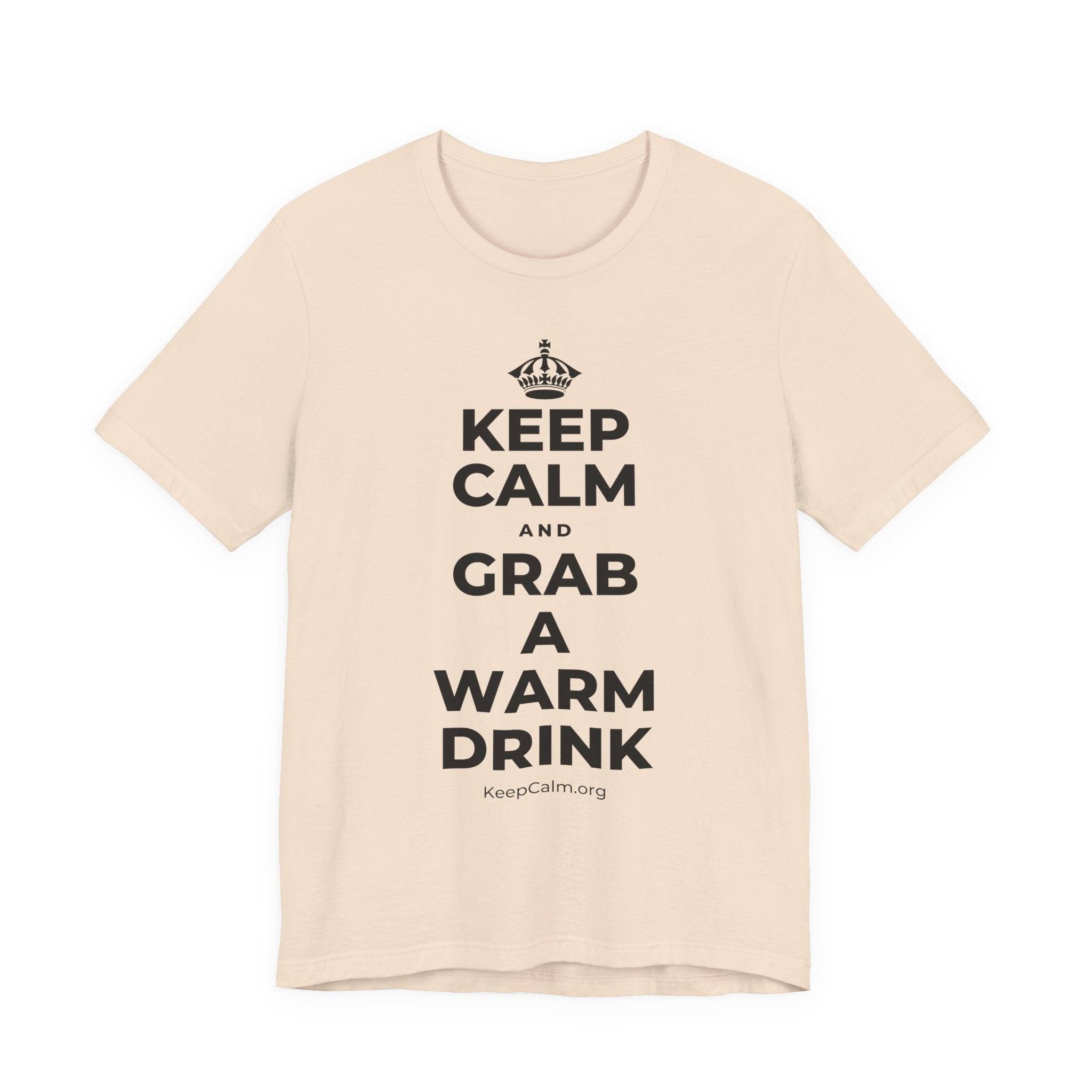 KEEP CALM AND GRAB A WARM DRINK T-Shirt (Soft Cream–Heather Mauve)