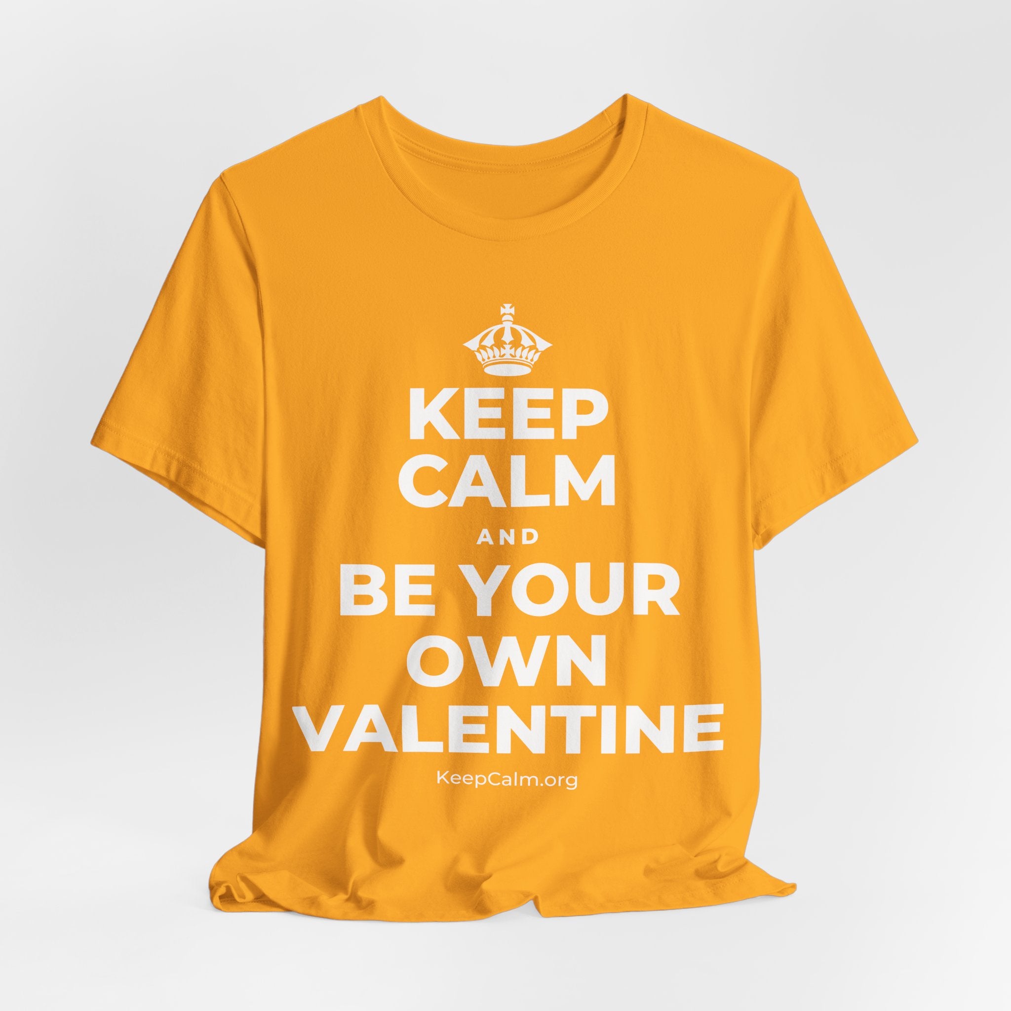 KEEP CALM AND BE YOUR OWN VALENTINE T-Shirt (Baby Blue–Silver)