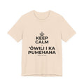 KEEP CALM A ʻŌWILI I KA PUMEHANA T-Shirt (Soft Cream–Heather Mauve)