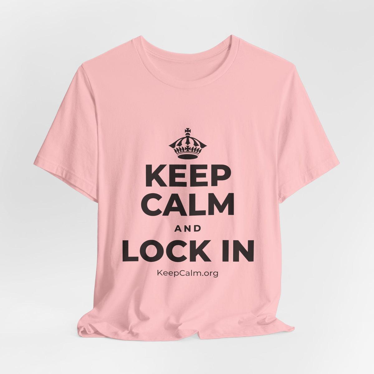 KEEP CALM AND LOCK IN T-Shirt (White–Asphalt)