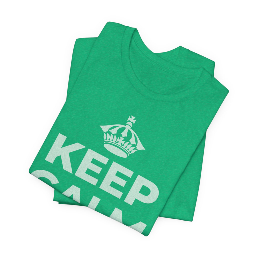KEEP CALM AND 見知らぬ人に微笑んで T-Shirt (Baby Blue–Silver)