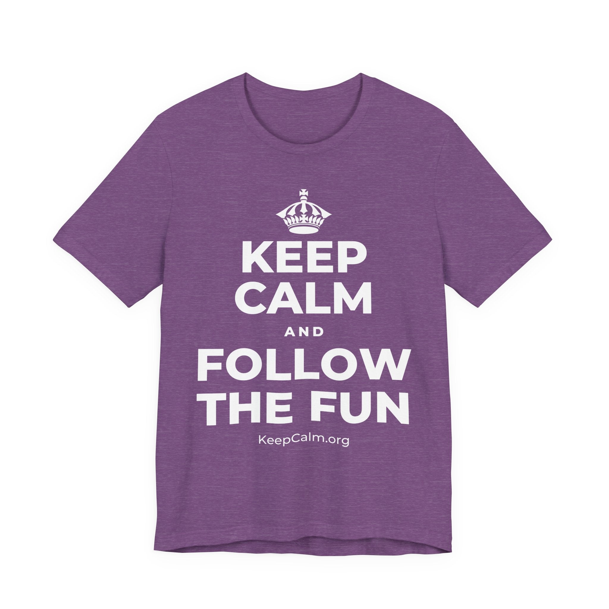 KEEP CALM AND FOLLOW THE FUN T-Shirt (Baby Blue–Silver)