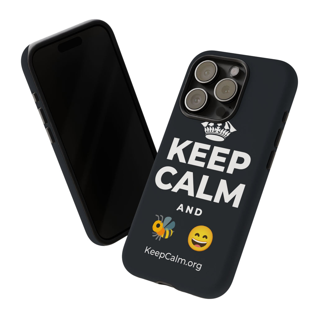 KEEP CALM AND 🐝 😄 Phone Case (Dark)