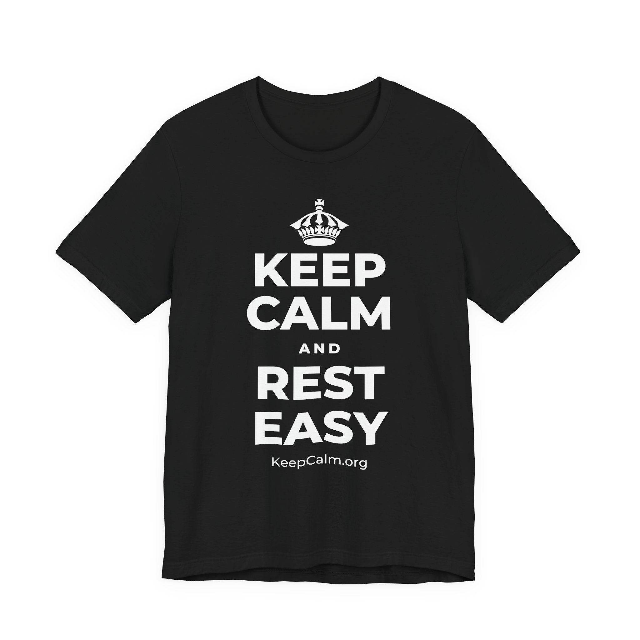 KEEP CALM AND REST EASY T-Shirt (White–Asphalt)
