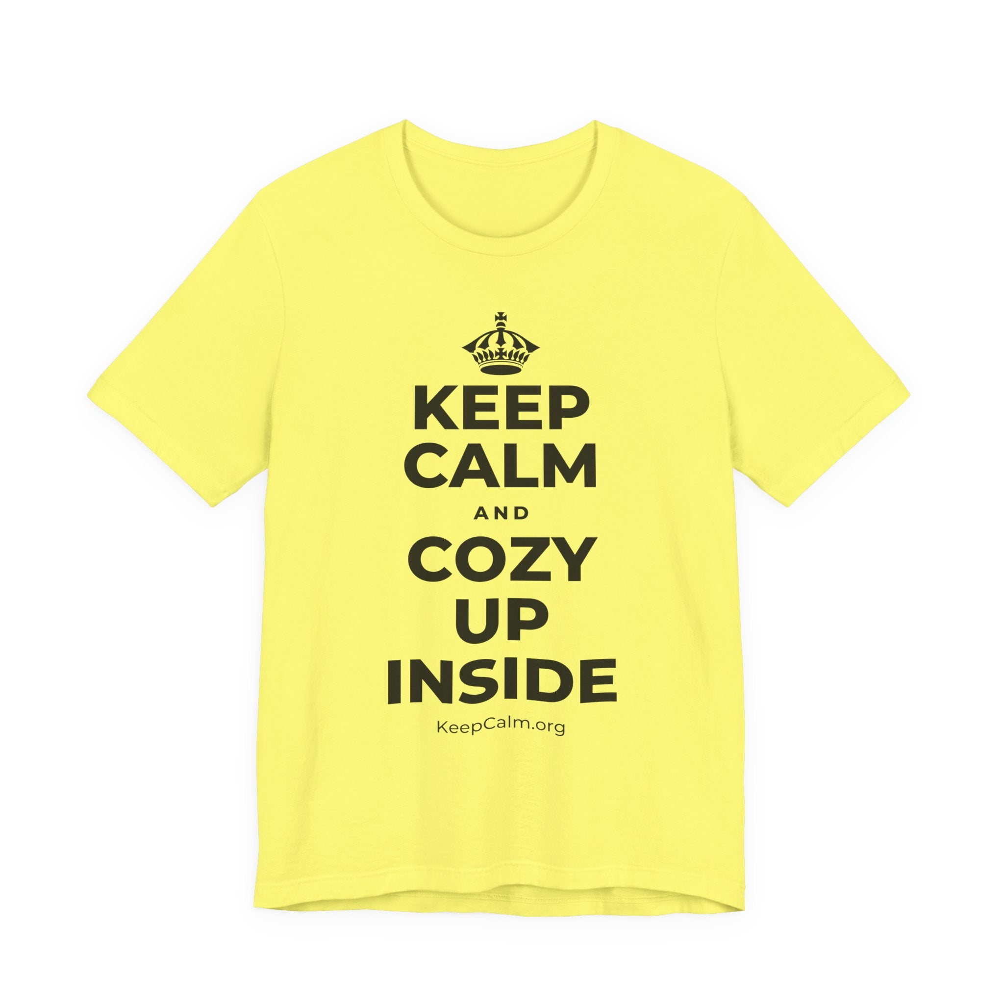 KEEP CALM AND COZY UP INSIDE T-Shirt (Soft Cream–Heather Mauve)