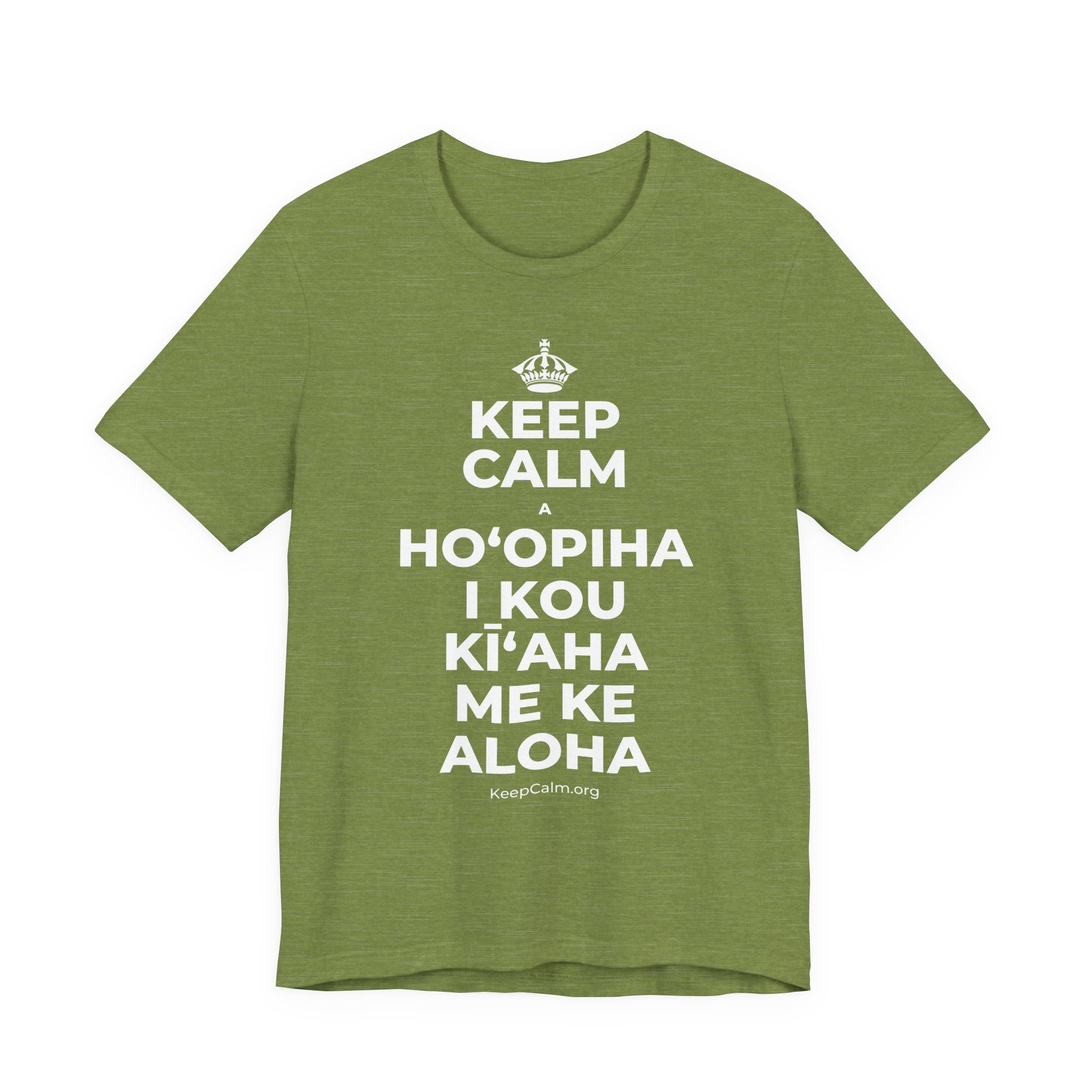 KEEP CALM A HOʻOPIHA I KOU KĪʻAHA ME KE ALOHA T-Shirt (Baby Blue–Silver)