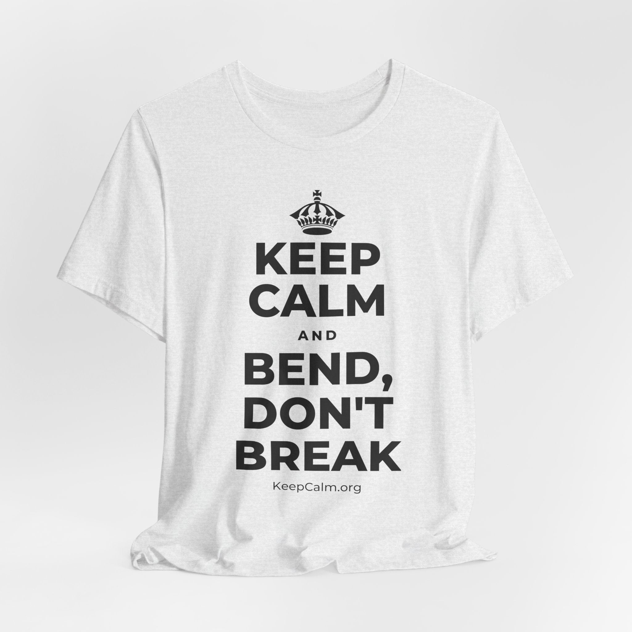 KEEP CALM AND BEND, DON'T BREAK T-Shirt (Soft Cream–Heather Mauve)