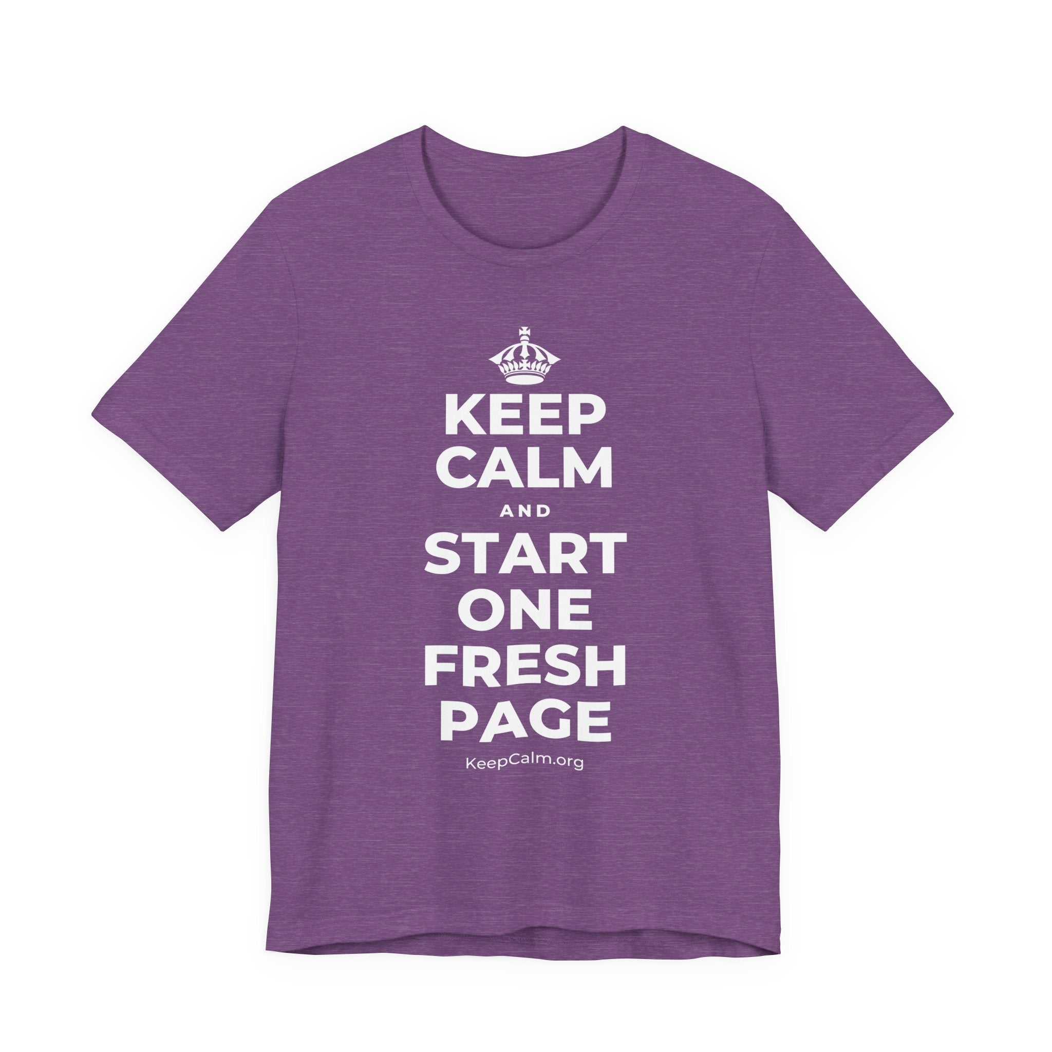 KEEP CALM AND START ONE FRESH PAGE T-Shirt (Baby Blue–Silver)