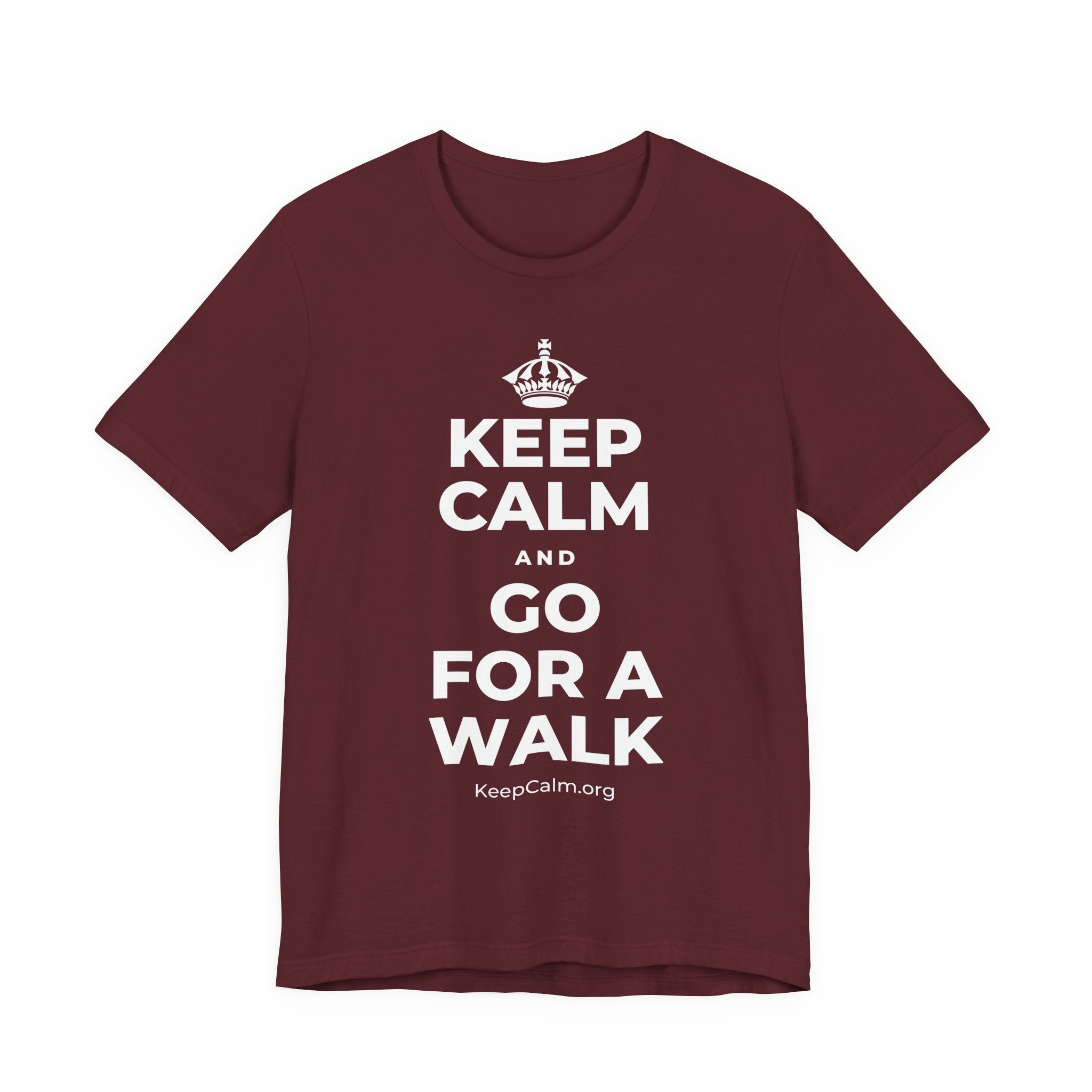 KEEP CALM AND GO FOR A WALK T-Shirt (Baby Blue–Silver)