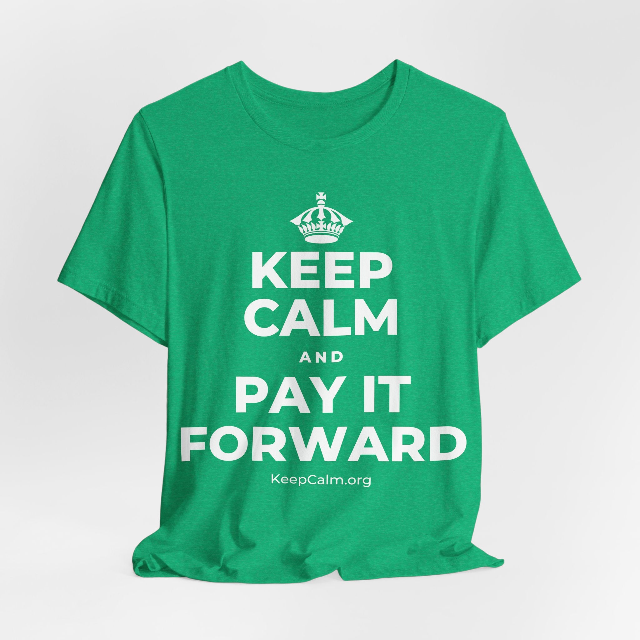 KEEP CALM AND PAY IT FORWARD T-Shirt (Baby Blue–Silver)